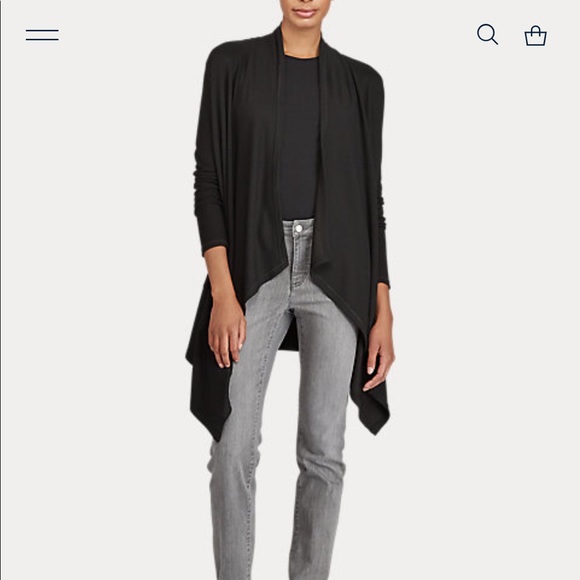 Ralph Lauren Open Draped Cardigan w/leather lining - Size XS - Picture 2 of 8